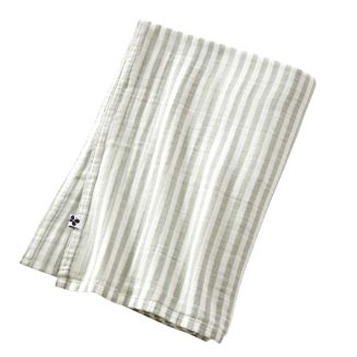 Nappe rectangulaire 150x250cm gaze de coton rayé eucalyptus - ROMELIA
