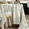 Nappe rectangulaire 150x350cm gaze de coton rayé eucalyptus - ROMELIA