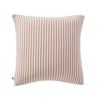 Taie d'oreiller 60x60cm gaze de coton tissé rayé abricot - ROMELIA