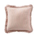 Coussin déhoussable 45x45cm gaze de coton tissé rayé abricot - ROMELIA