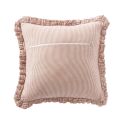 Coussin déhoussable 45x45cm gaze de coton tissé rayé abricot - ROMELIA