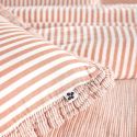 Coussin déhoussable 45x45cm gaze de coton tissé rayé abricot - ROMELIA