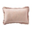 Coussin déhoussable 40x60cm gaze de coton tissé rayé abricot - ROMELIA