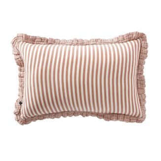 Coussin déhoussable 40x60cm gaze de coton tissé rayé abricot - ROMELIA