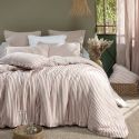 Housse de couette 260x240cm gaze de coton tissé rayé abricot - ROMELIA