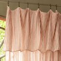 Rideau Ajustable 140x300 cm gaze de coton tissé rayé abricot + 8 Anneaux Pince - ROMELIA