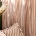 Rideau Ajustable 140x300 cm gaze de coton tissé rayé abricot + 8 Anneaux Pince - ROMELIA
