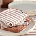 Lot de 3 serviettes 40x40cm gaze de coton rayé abricot - ROMELIA