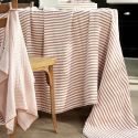 Nappe rectangulaire 150x250cm gaze de coton rayé abricot - ROMELIA