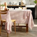 Nappe rectangulaire 150x250cm gaze de coton rayé abricot - ROMELIA