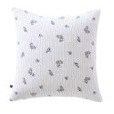 Taie d'oreiller 60x60cm gaze de coton blanc fleurs marine - ALIENOR
