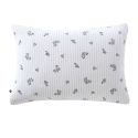 Taie d'oreiller 50x70cm gaze de coton blanc fleurs marine - ALIENOR