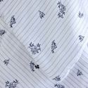 Chemin de lit 90x200cm gaze de coton blanc fleurs marine - ALIENOR