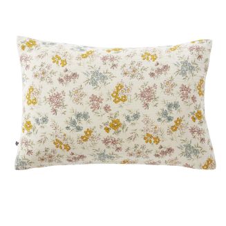 Taie d'oreiller 60x60cm gaze de coton pampa et fleurie - ADELYS