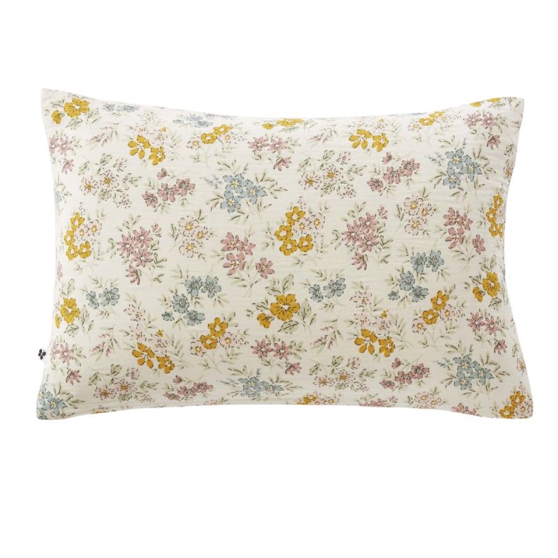 Taie d'oreiller 60x60cm gaze de coton pampa et fleurie - ADELYS