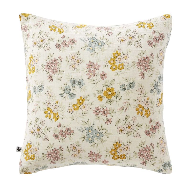 Taie d'oreiller 50x70cm gaze de coton pampa et fleurie - ADELYS