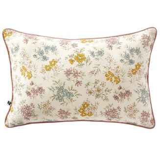 Coussin déhoussable 40x60cm gaze de coton pampa et fleurie - ADELYS