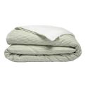 Housse de couette 240x220cm coton texturé rayé sauge - GABRIEL