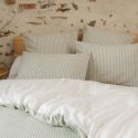 Housse de couette 240x220cm coton texturé rayé sauge - GABRIEL