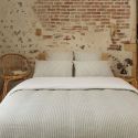 Housse de couette 260x240cm coton texturé rayé sauge - GABRIEL