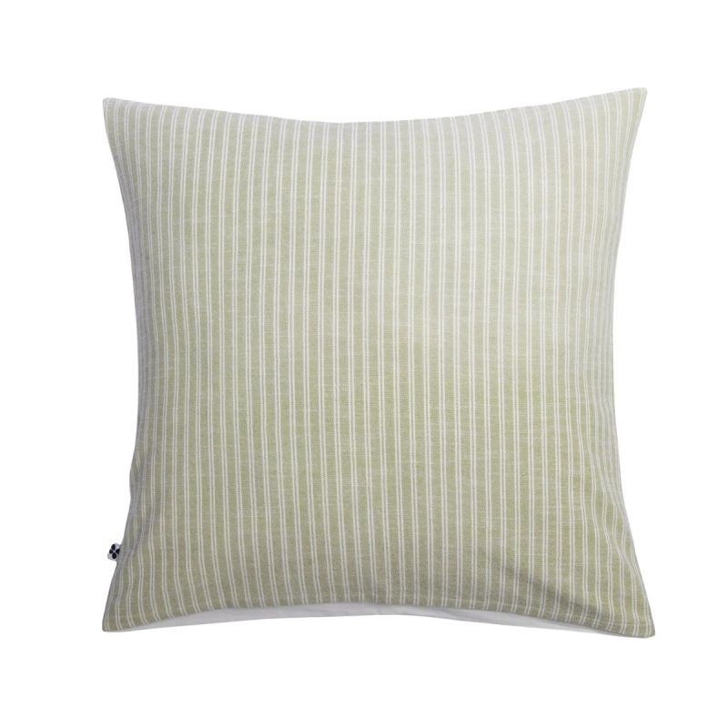 Taie d'oreiller 60x60cm coton texturé rayé sauge - GABRIEL