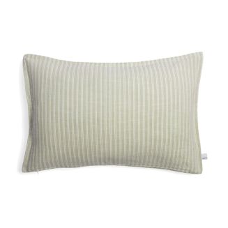 Coussin déhoussable 40x60cm coton texturé rayé sauge avec volants - GABRIEL