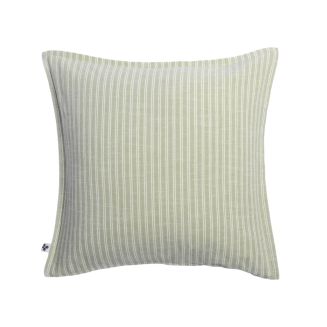 Coussin déhoussable 50x50cm coton texturé rayé sauge avec volants - GABRIEL