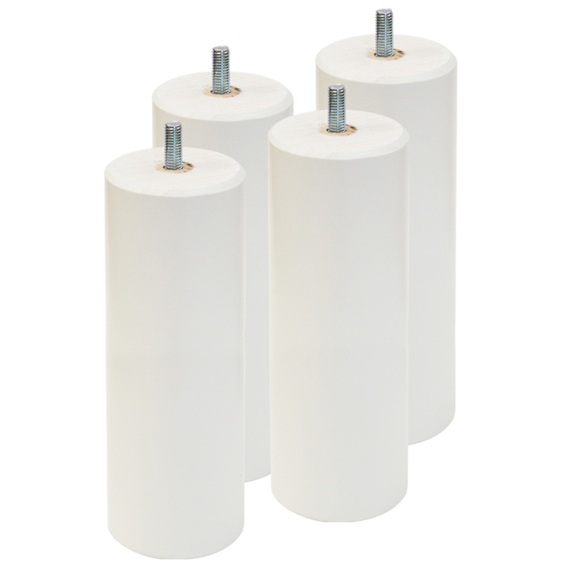 Pied de lit en hêtre massif laqué blanc 23 cm