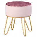 Bekki - Pouf Fantaisie Rose Pailleté et Doré
