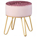 Bekki - Pouf Fantaisie Rose Pailleté et Doré