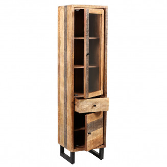 Chiffonnier 5 Tiroirs Odilon - Bois Massif Palissandre Et Acier, Style Industriel - Dimensions 45x35x116 Cm