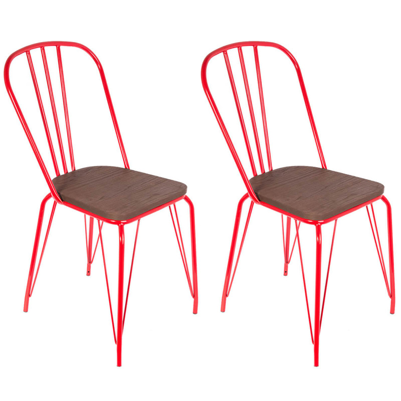 Scarlet - Lot de 2 Chaises Métalliques Rouges