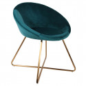 Kaena - Fauteuil Velours Bleu et Piétement Doré