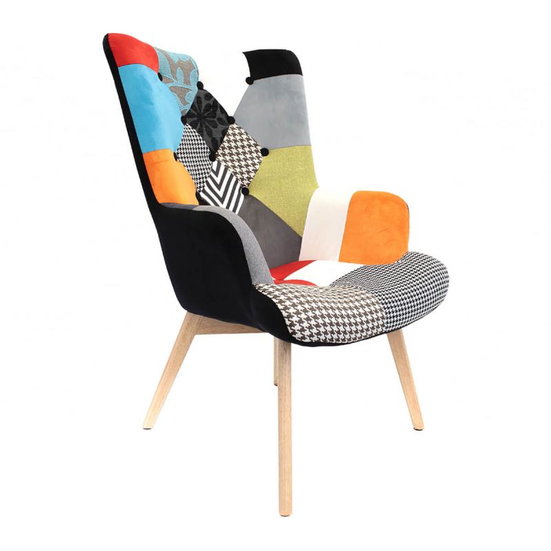 Fauteuil coloré en style français avec design de patchwork Tissu -  Cdiscount Maison