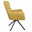 Warren - Fauteuil Pivotant Tissu Jaune et Pieds Métal