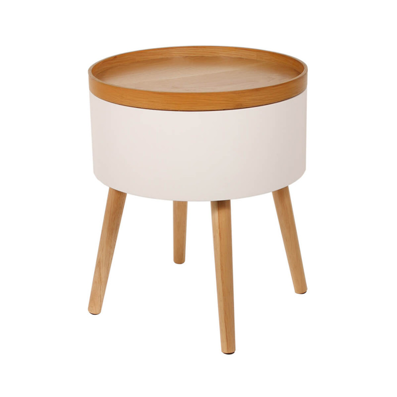 Romanie - Table d'Appoint Blanche avec Coffre
