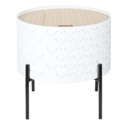 CORALLY - Table d'Appoint Ronde Blanche avec Coffre