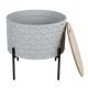 Corally - Table d'Appoint Ronde Grise avec Coffre