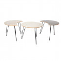 Trycia - Trio de Tables Basses Aspect Bois Motifs Noirs