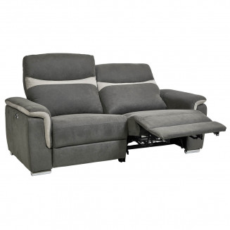 CAYUGA - Canapé Relax Electrique 3 Places Gris
