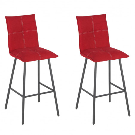 Lagos - Lot de 2 Tabourets Rouges Assise 76cm