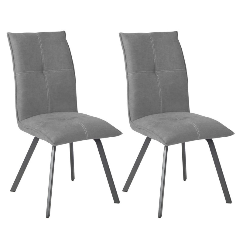 Bispo - Lot de 2 Chaises Tissu Coloris Gris Anthracite