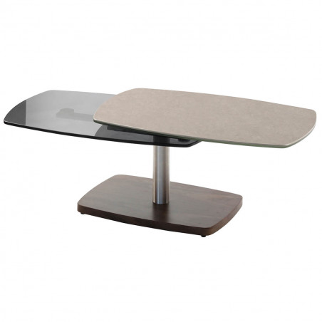 Sherry - Table Basse Plateaux Verre Gris Pierre