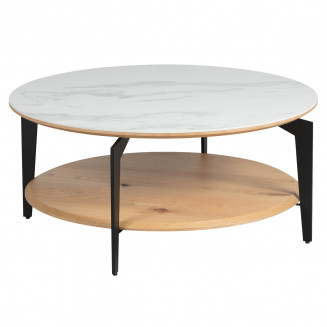 Tasha - Table Basse Ronde Métal et Céramique