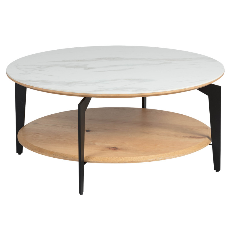 Tasha - Table Basse Ronde Métal et Céramique
