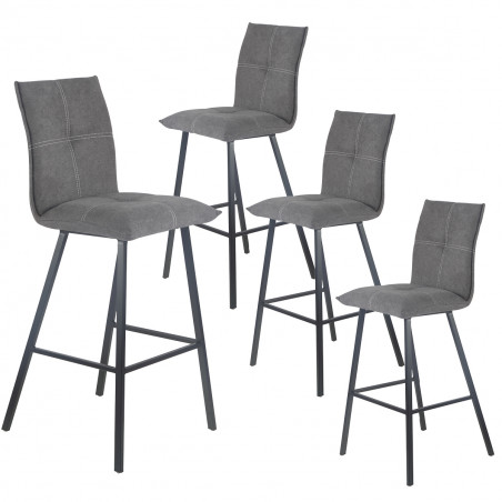 Lagos - Lot de 4 Tabourets Gris Anthracite Hauteur 65cm