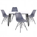Gram - Ensemble Table Noire et Blanche + 4 Chaises Grises