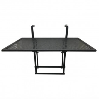 Alinda - Table de Balcon Pliable Noire Rectangulaire