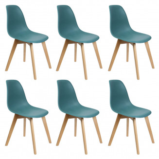 MELYA - Lot de 6 Chaises Scandinaves Bleu Céladon