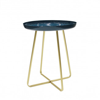 APRYL - Table d'Appoint Ronde Coloris Bleu